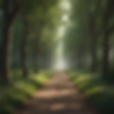 Journey of Discovery A path lined with trees leading to an unknown destination