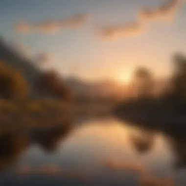 The Beauty of Reflection A serene landscape with a sunset, symbolizing reflection and wisdom