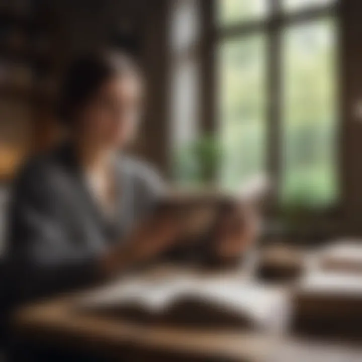 A young adult reading a motivational book in a cozy setting