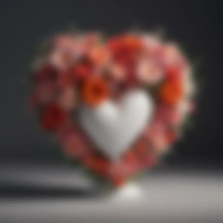 A heart-shaped arrangement of flowers representing affection
