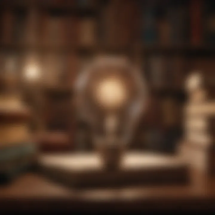 Illustration of a light bulb surrounded by books