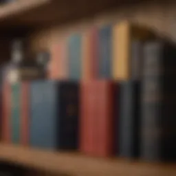 A collection of investment books on a wooden shelf