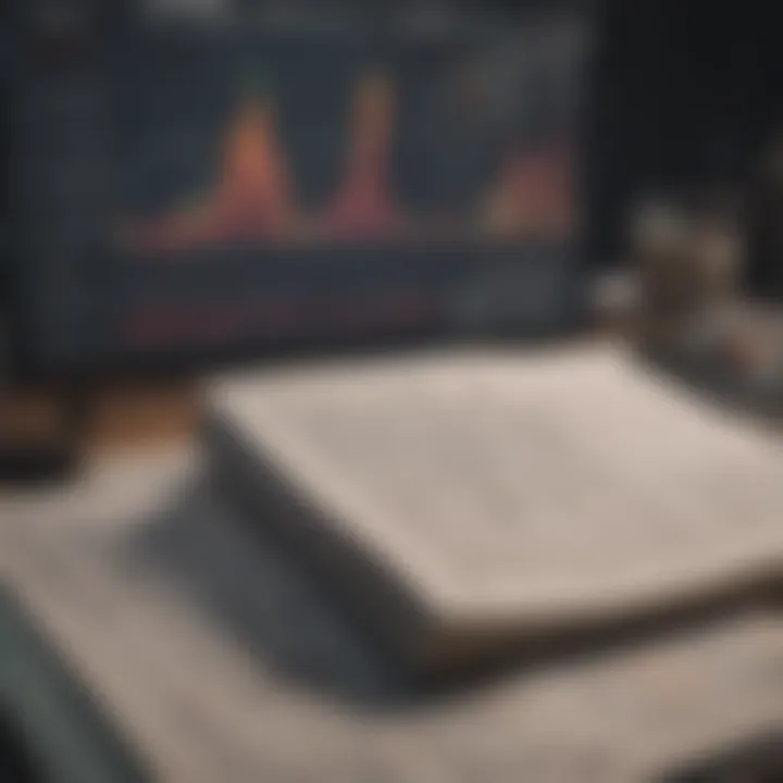 An open book with stock charts and graphs