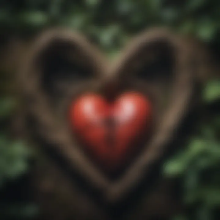 A heart intertwined with nature illustrating love and connection