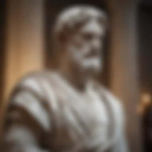 Majestic marble statue of a stoic philosopher