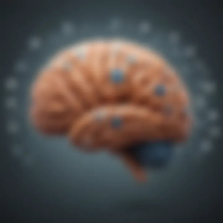 Illustration of a brain with communication-related icons