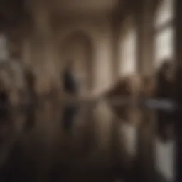 A person contemplating their life choices amidst a backdrop of classic literature.