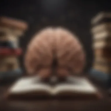 Visualization of a brain absorbing information from multiple books simultaneously