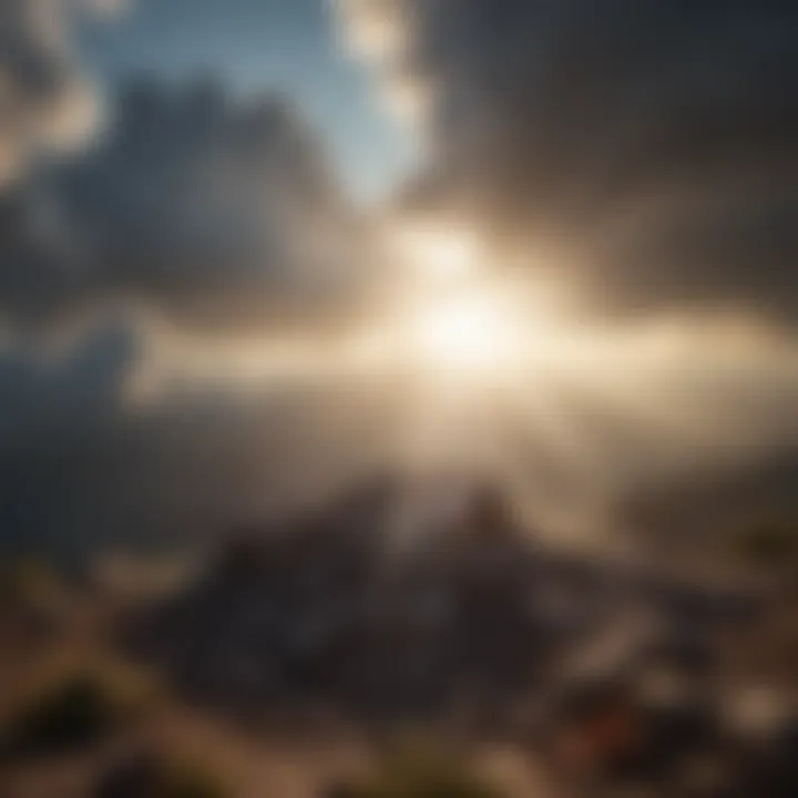 Light rays breaking through clouds representing emotional fulfillment