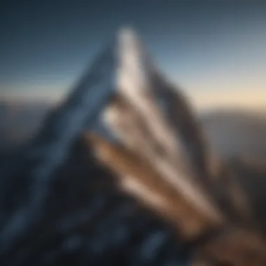 Symbolic representation of action and achievement with a mountain peak