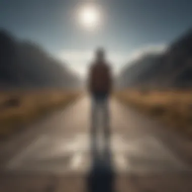 A person standing at a crossroads, contemplating choices.