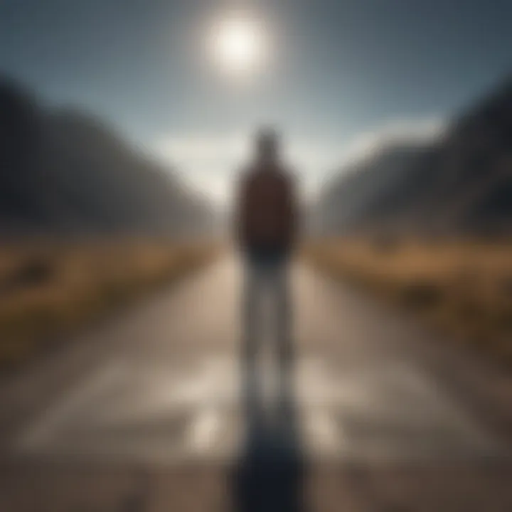 A person standing at a crossroads, contemplating choices.