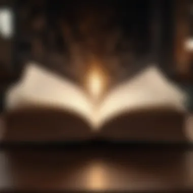 An open book with light emanating from its pages.