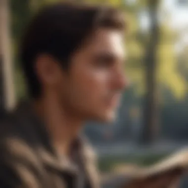 A thoughtful individual gazing into the distance, contemplating meaning