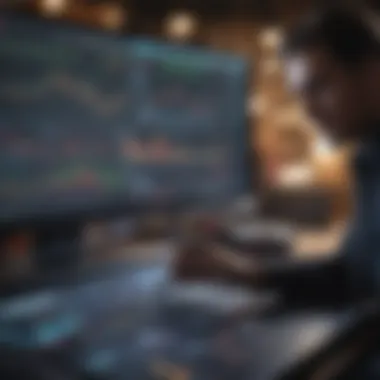Market Trends Analysis An entrepreneur analyzing market trends on a digital dashboard.