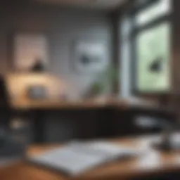 A serene workspace with minimalist decor