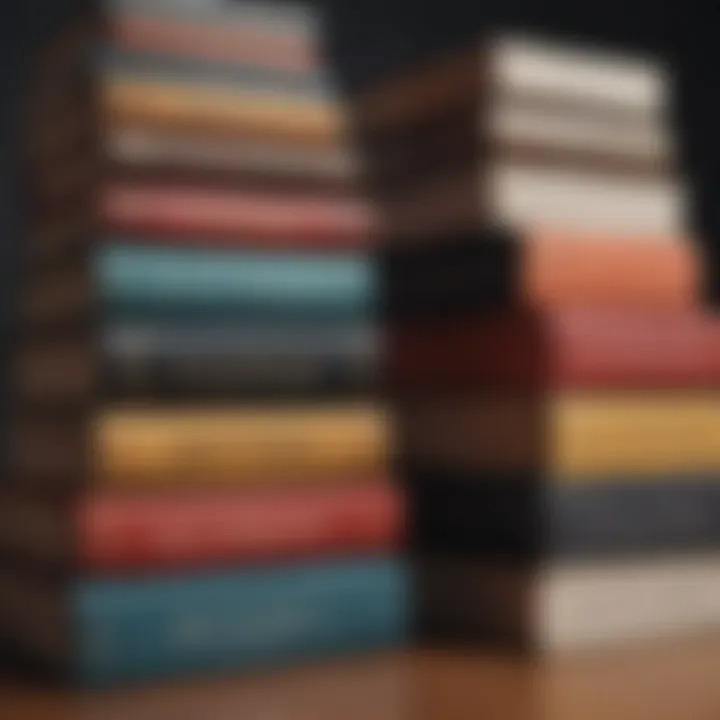 A collection of books stacked on wealth management principles