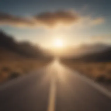 An open road leading towards a bright horizon symbolizing opportunities