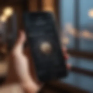 Elegant iPhone showcasing audiobook app interface
