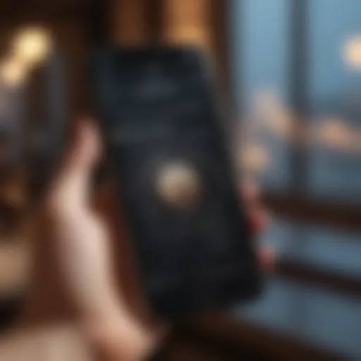 Elegant iPhone showcasing audiobook app interface