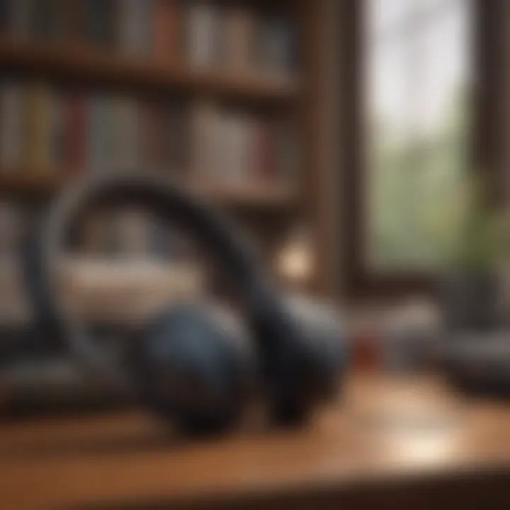 Cozy setting for enjoying audiobooks with headphones