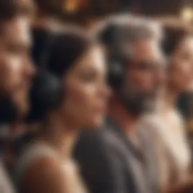 Group of diverse individuals enjoying audiobooks
