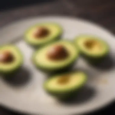 Creamy avocado slices on a plate