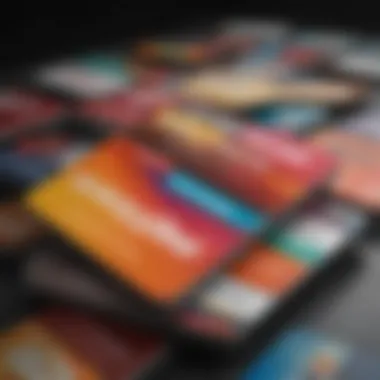 Artistic representation of a stack of colorful gift cards for Audible