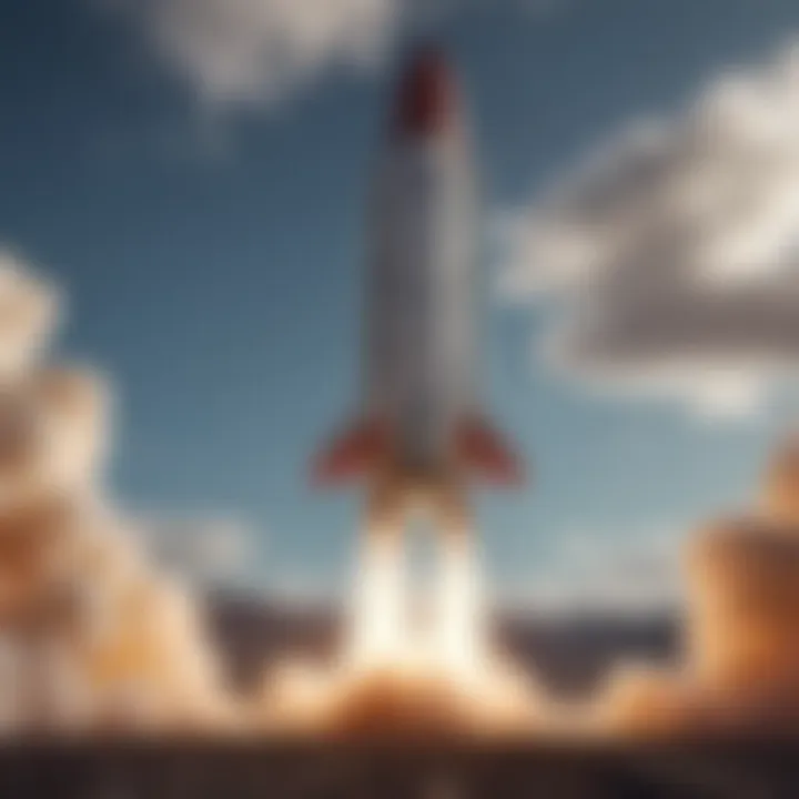 Artistic rendering of a rocket launching symbolizing career success