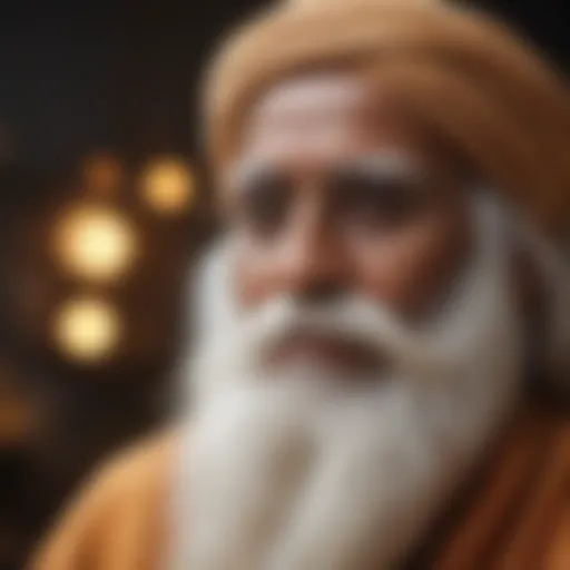 Abstract representation of Sadhguru's philosophy interwoven with engineering concepts