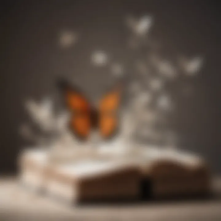 Artistic representation of book pages turning into butterflies