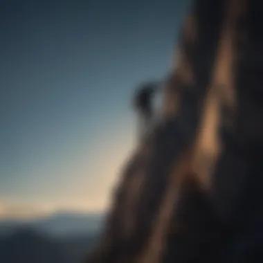Ascent to Success Silhouette of a figure climbing a mountain peak