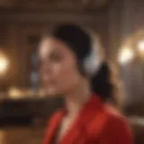 Sophisticated Woman Listening to Audiobook