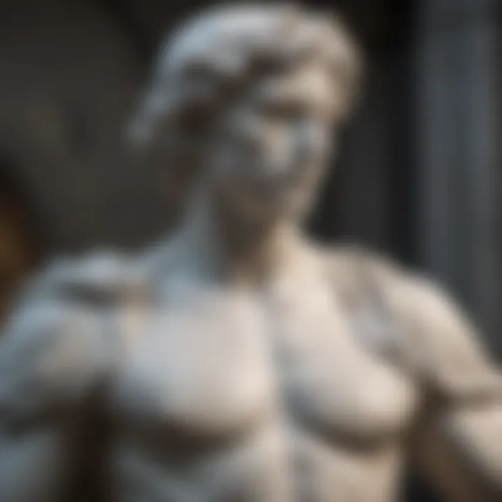 Sculpted marble statue embodying virtues and stoic principles