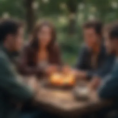 A group engaged in a meaningful conversation outdoors
