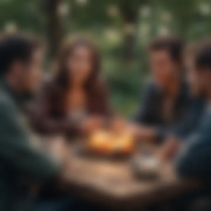 A group engaged in a meaningful conversation outdoors