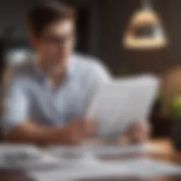 A young professional reviewing financial documents