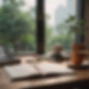 A Calm Environment for Enhanced Focus A serene workspace with a notebook and a cup of coffee, symbolizing focus and intention.