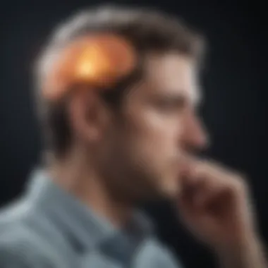 Illustration depicting a person deep in thought with a glowing brain symbolizing strategic communication