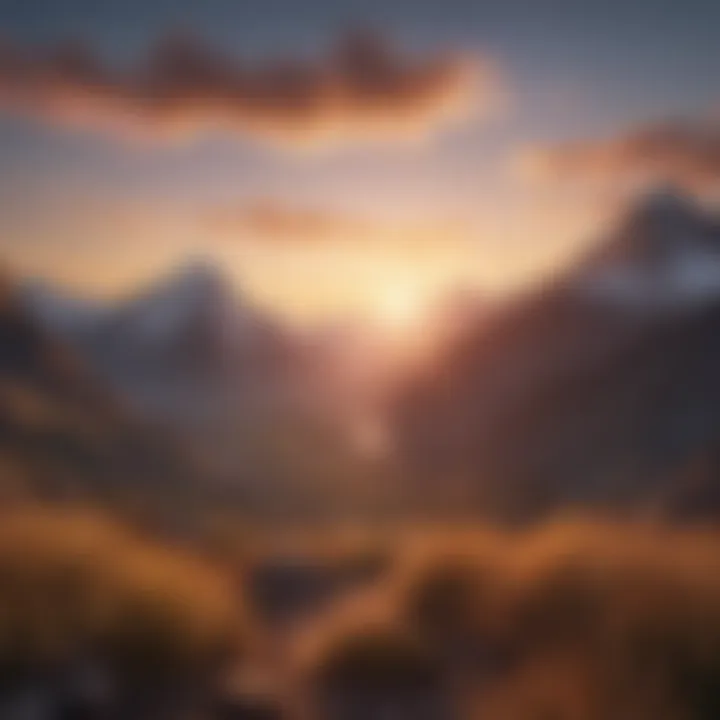 Illustration of a sunrise over mountains symbolizing enlightenment and new beginnings