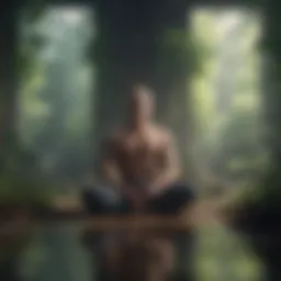 A focused individual meditating in a serene environment