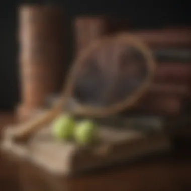 Vintage tennis racquets and books symbolizing tennis history