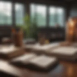 A serene study environment with books and a notepad