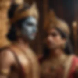 An artistic representation of Krishna and Arjuna during the discourse.