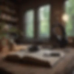 A cozy reading nook with headphones and a book lying open.