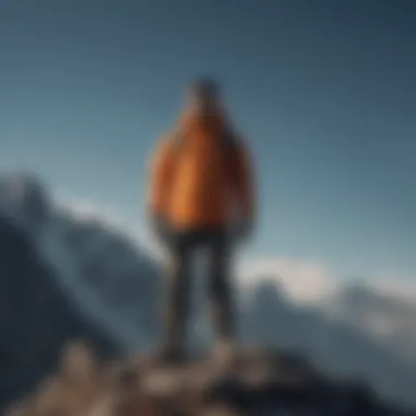 A confident individual standing on a mountain peak, symbolizing achievement and success.