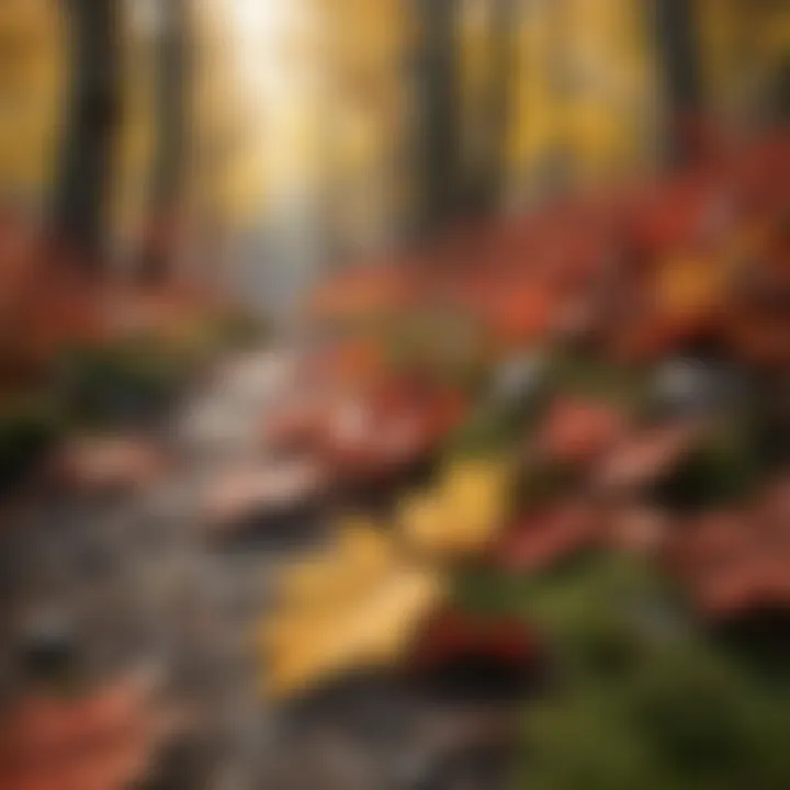 A close-up of vibrant foliage showcasing autumn colors