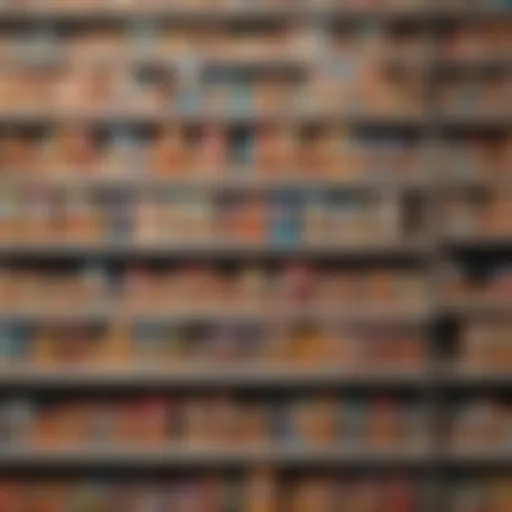 A cluttered shelf filled with various cereal boxes representing choice overload.