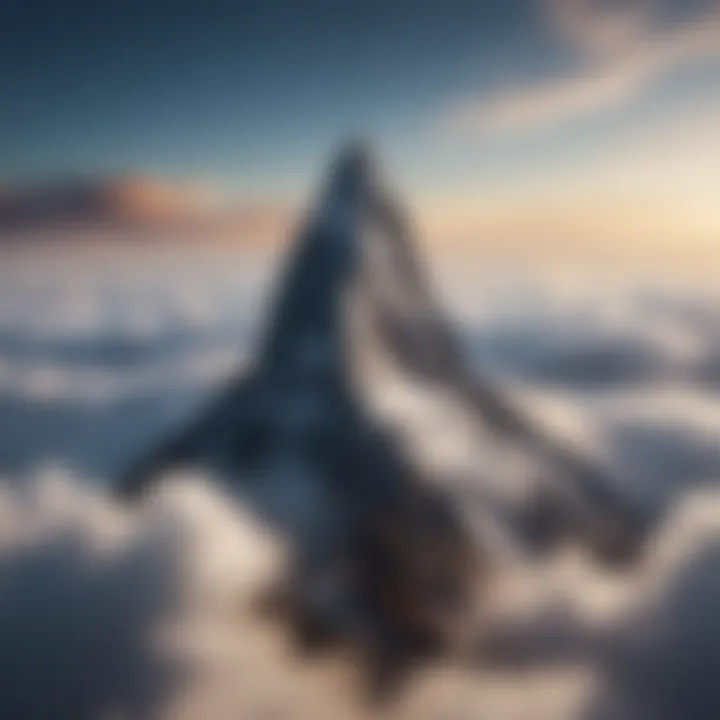 A mountain peak above the clouds, conveying a sense of achievement and aspiration