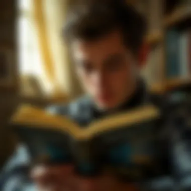 Deep Engagement A thoughtful reader absorbed in a book with a contemplative expression